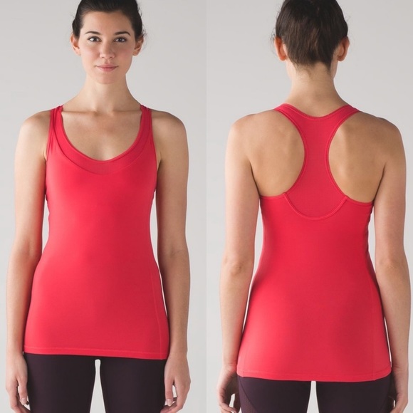 lululemon Deep Breath Tank Built-in Bra Coral Sz4